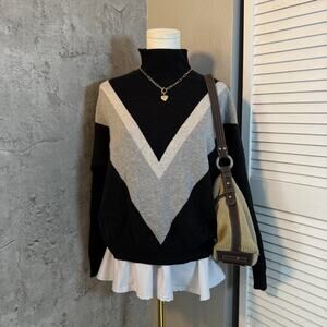 Old Navy Preppy Black Striped Turtleneck Sweater